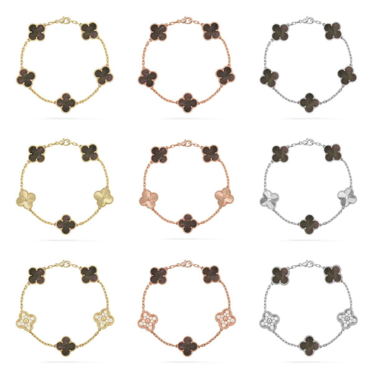 [Eterna Jewels] CLOVER 5 MOTIF GRAY MOP BRACELET COLLECTION