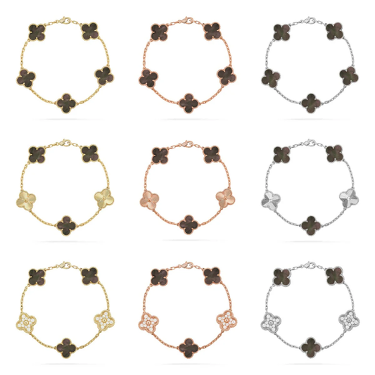 [Eterna Jewels] CLOVER 5 MOTIF GRAY MOP BRACELET COLLECTION