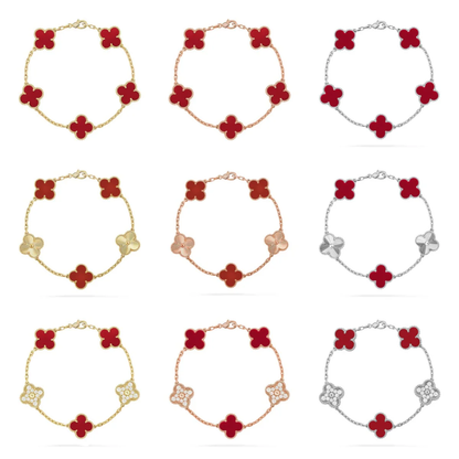 [Eterna Jewels] CLOVER 5 MOTIF RED CORNELIAN BRACELET COLLECTION