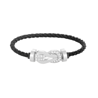 [Eterna Jewels]CHANCE LARGE 8 FIGURE BUCKLE HALF DIAMOND BRACELET SILVER