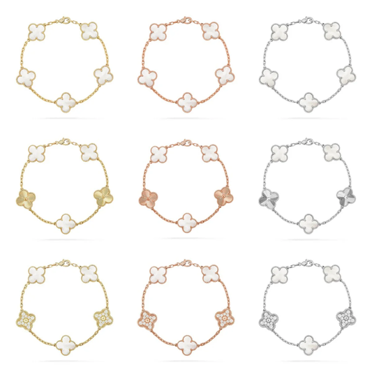 [Eterna Jewels]CLOVER WHITE PEARL MOP 5 MOTIF BRACELET COLLECTION