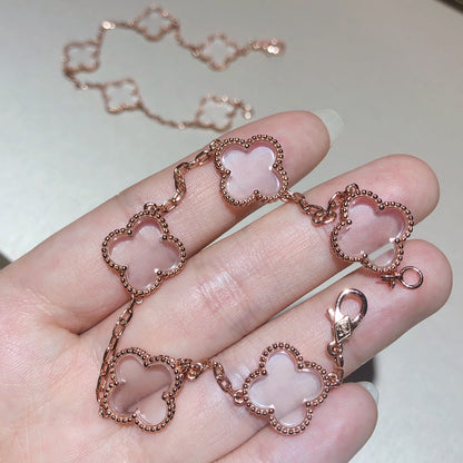 [Eterna Jewels]CLOVER 5 MOTIF ROCK CRYSTAL BRACELET