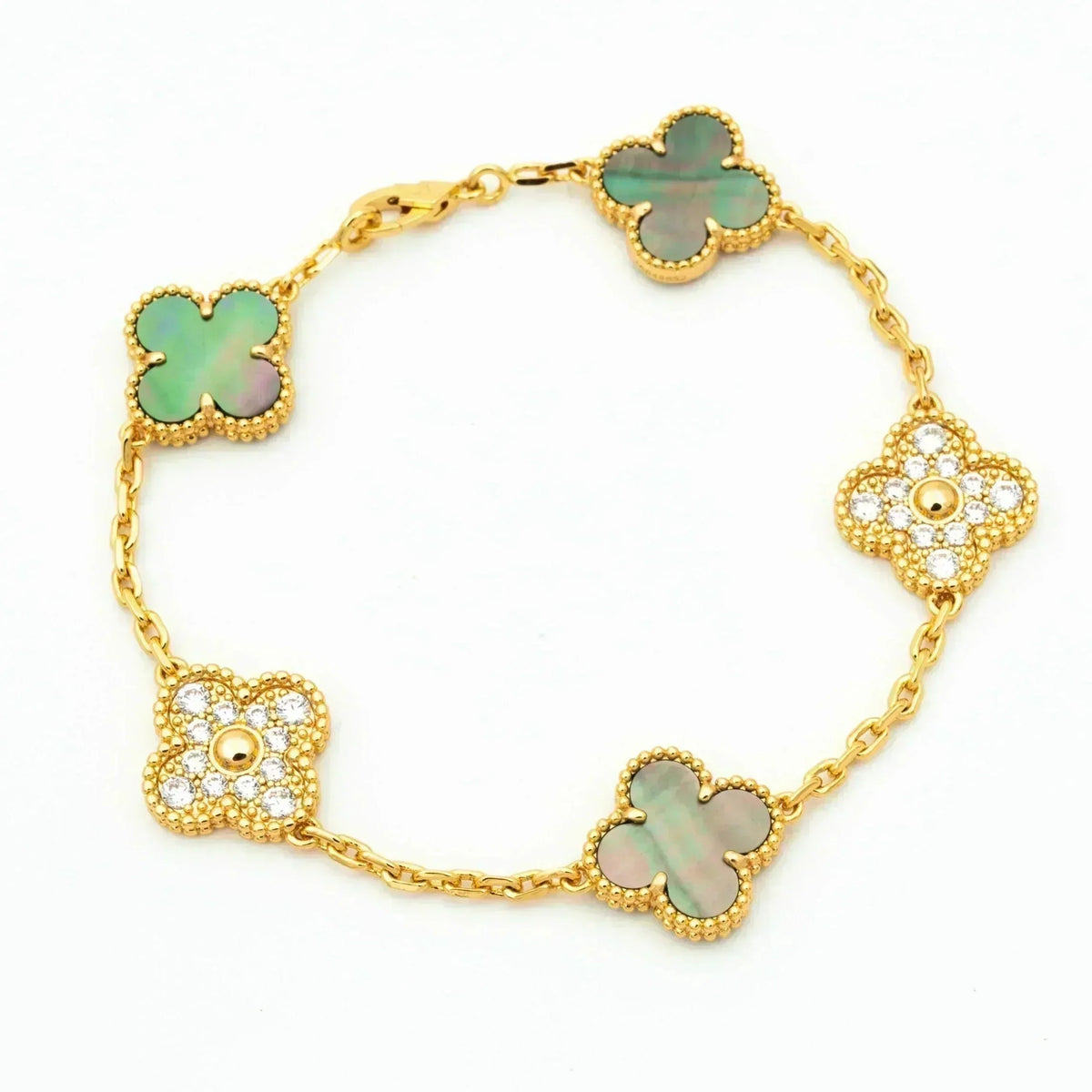 [Eterna Jewels] CLOVER 5 MOTIF GRAY MOP BRACELET COLLECTION