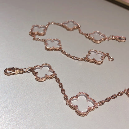 [Eterna Jewels]CLOVER 5 MOTIF ROCK CRYSTAL BRACELET