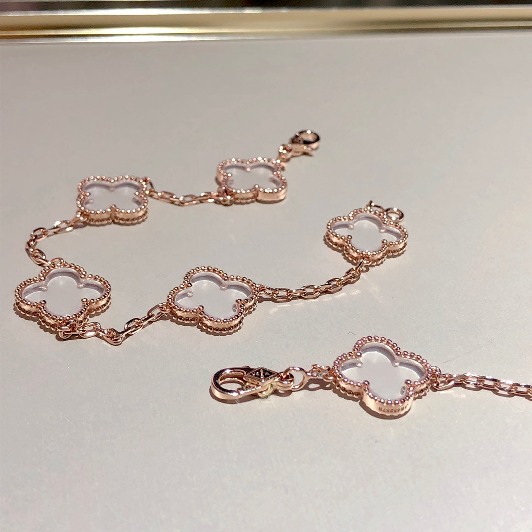 [Eterna Jewels]CLOVER 5 MOTIF ROCK CRYSTAL BRACELET