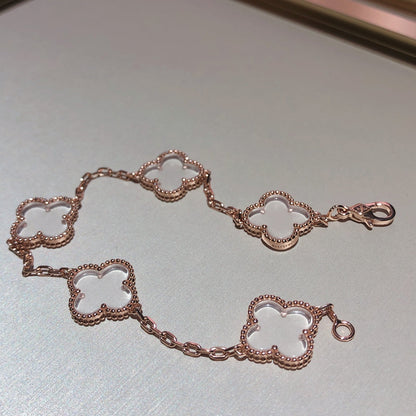 [Eterna Jewels]CLOVER 5 MOTIF ROCK CRYSTAL BRACELET