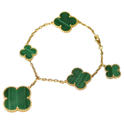 [Eterna Jewels]MAGIC CLOVER MALACHITE GOLD BRACELET 5 MOTIFS