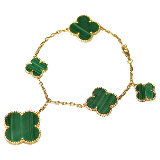 [Eterna Jewels]MAGIC CLOVER MALACHITE GOLD BRACELET 5 MOTIFS
