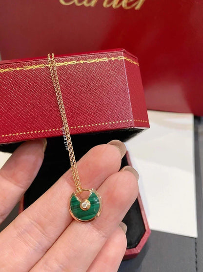 [Eterna Jewels]AMULETTE ROSE GOLD MALACHITE NECKLACE