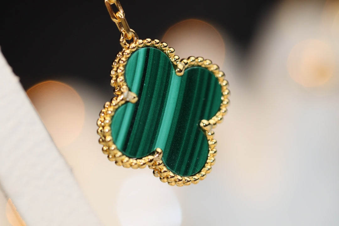 [Eterna Jewels]CLOVER EARRINGS GOLD MALACHITE DIAMOND 3 MOTIF
