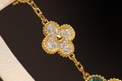 [Eterna Jewels]CLOVER EARRINGS GOLD MALACHITE DIAMOND 3 MOTIF