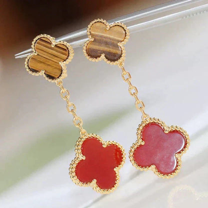 [Eterna Jewels]CLOVER  2 MOTIF  TIGER EYE CARNELIAN EARRINGS