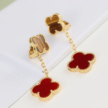 [Eterna Jewels]CLOVER  2 MOTIF  TIGER EYE CARNELIAN EARRINGS