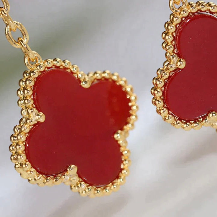 [Eterna Jewels]CLOVER  2 MOTIF  TIGER EYE CARNELIAN EARRINGS