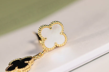 [Eterna Jewels]CLOVER EARRINGS GOLD ONYX MOP 3 MOTIF