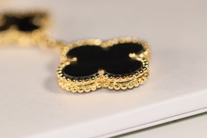 [Eterna Jewels]CLOVER EARRINGS GOLD ONYX MOP 3 MOTIF