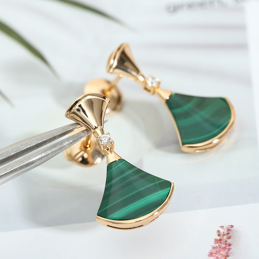 [Eterna Jewels]DREAM MALACHITE PINK GOLD EARRINGS