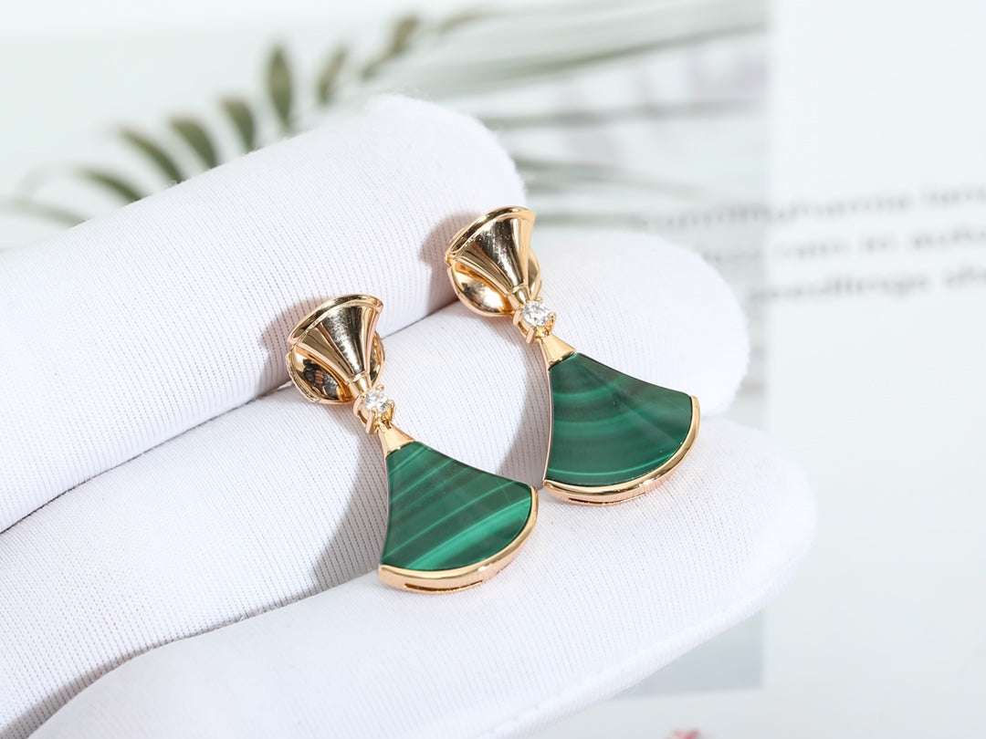[Eterna Jewels]DREAM MALACHITE PINK GOLD EARRINGS
