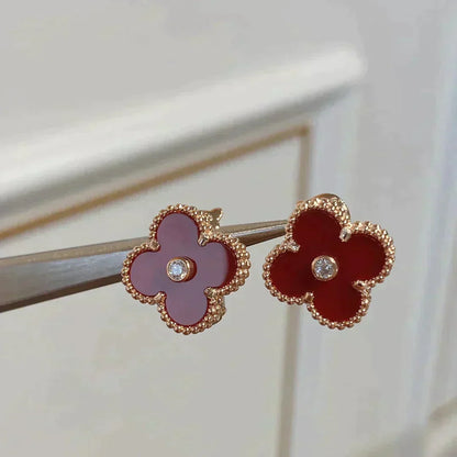 [Eterna Jewels]CLOVER MEDIUM 1 MOTIFS CARNELIAN  DIAMOND earrings