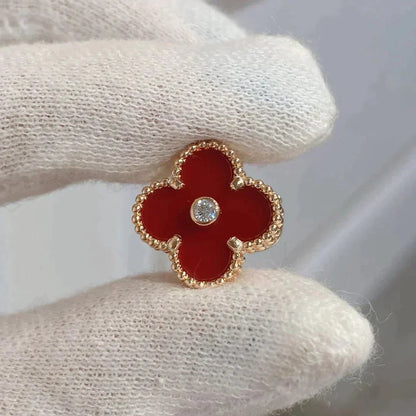 [Eterna Jewels]CLOVER MEDIUM 1 MOTIFS CARNELIAN  DIAMOND earrings