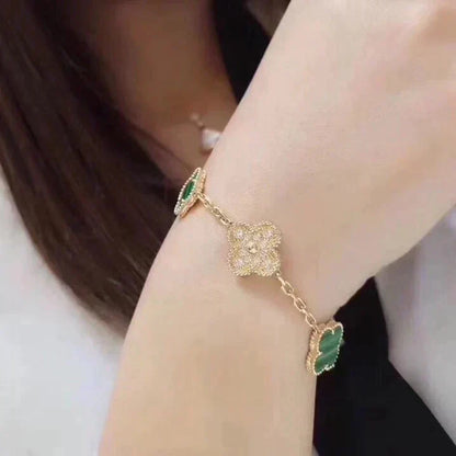 [Eterna Jewels] CLOVER 5 MOTIF MALACHITE BRACELET COLLECTION