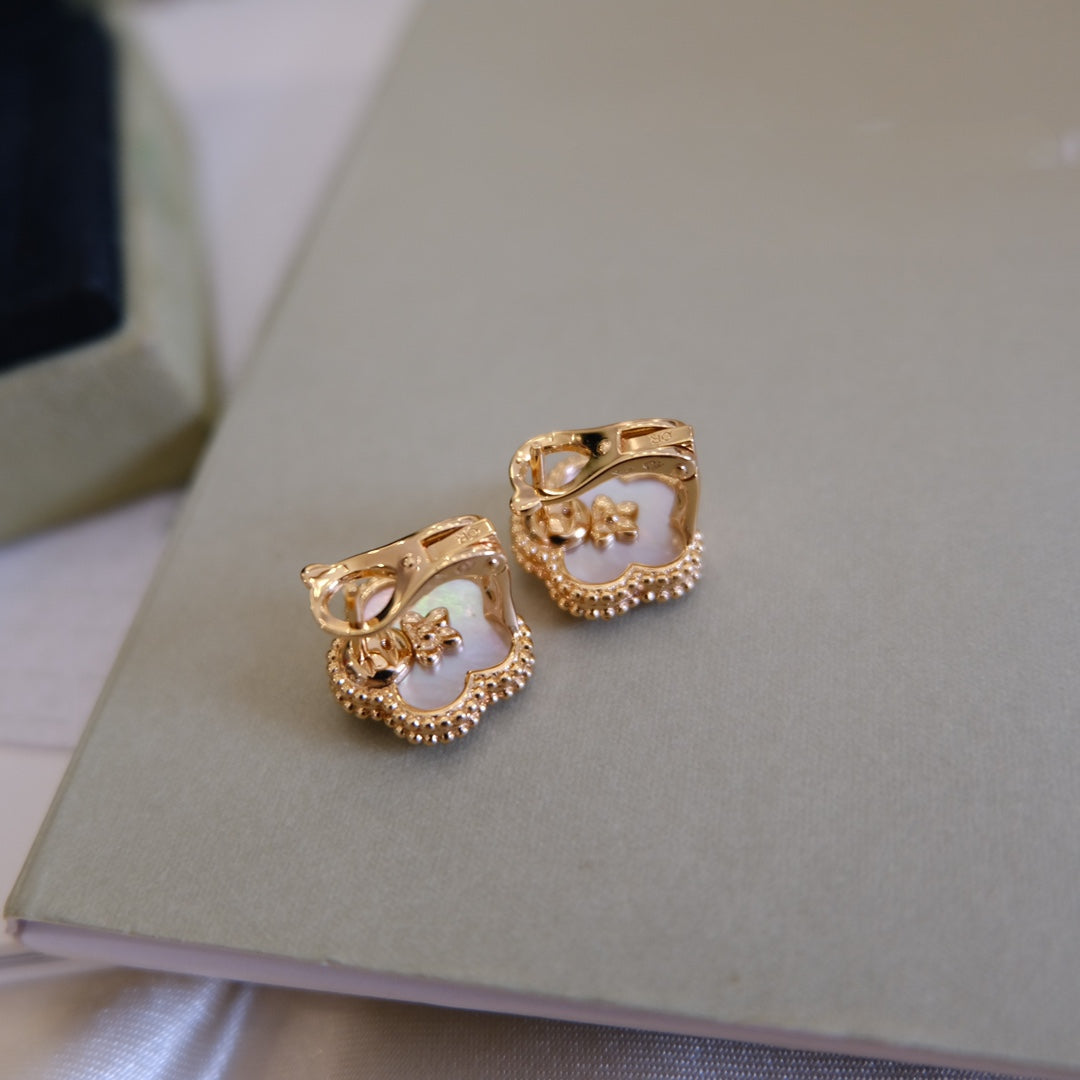 [Eterna Jewels]LUCKY PINK GOLD WHITE MOP EARRINGS