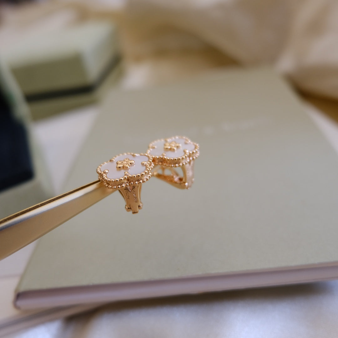 [Eterna Jewels]LUCKY PINK GOLD WHITE MOP EARRINGS