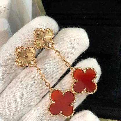[Eterna Jewels]CLOVER 2 MOTIF  LASER CARNELIAN EARRINGS