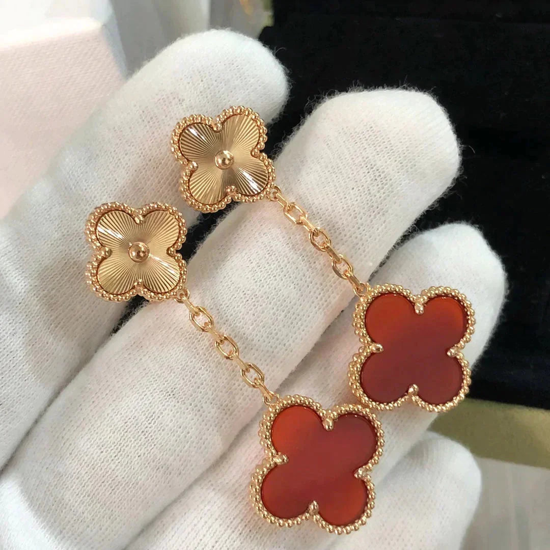 [Eterna Jewels]CLOVER 2 MOTIF  LASER CARNELIAN EARRINGS