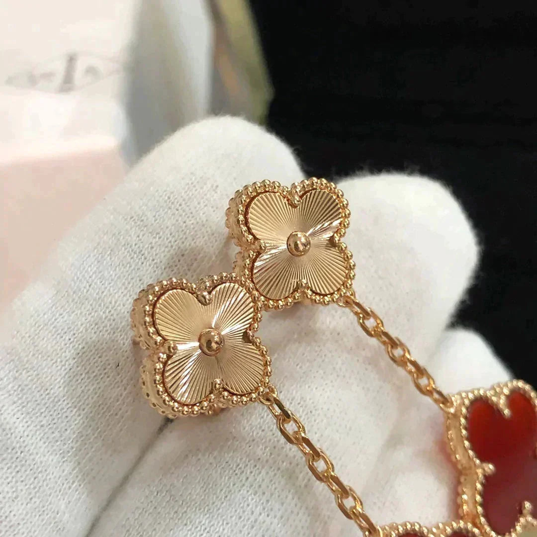 [Eterna Jewels]CLOVER 2 MOTIF  LASER CARNELIAN EARRINGS