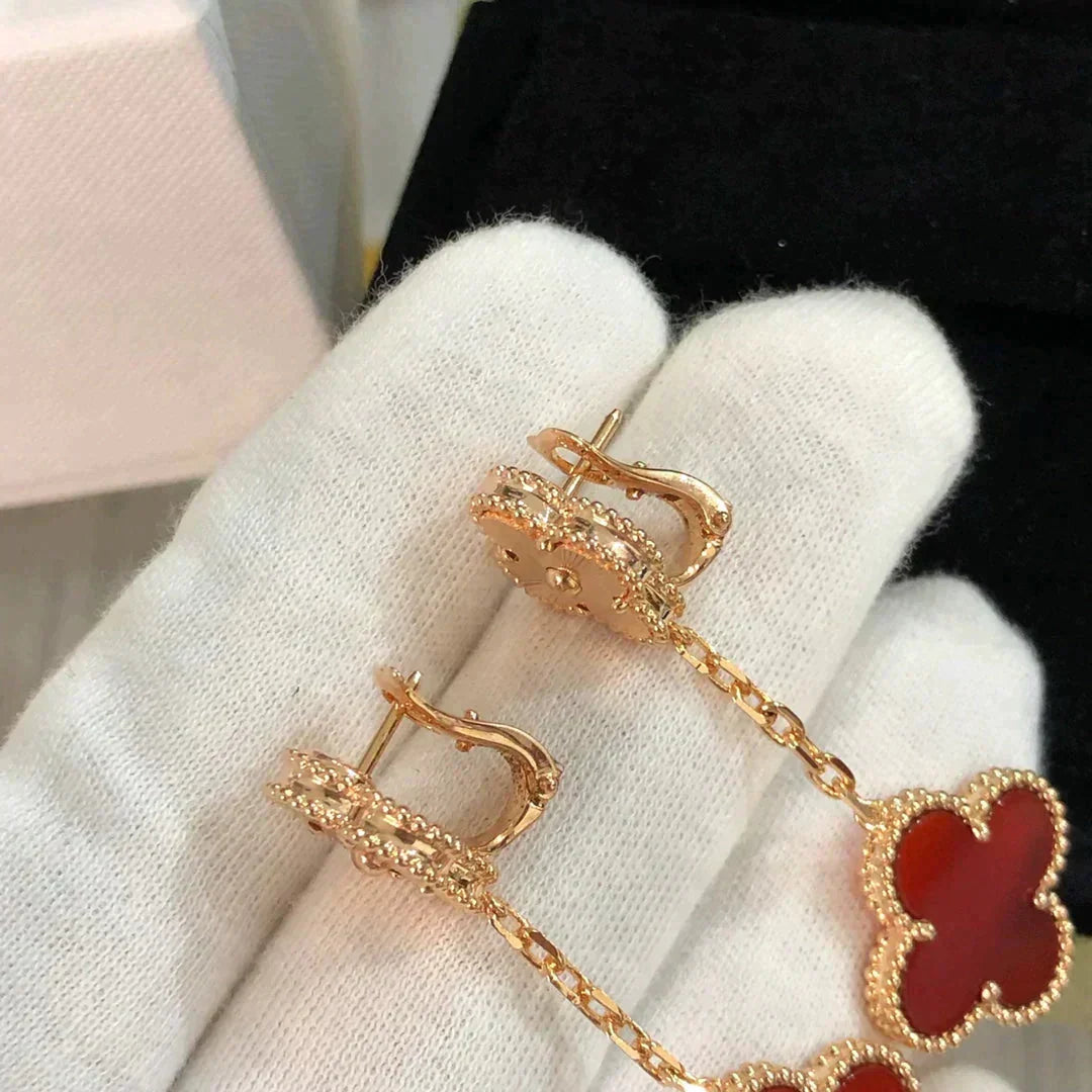 [Eterna Jewels]CLOVER 2 MOTIF  LASER CARNELIAN EARRINGS