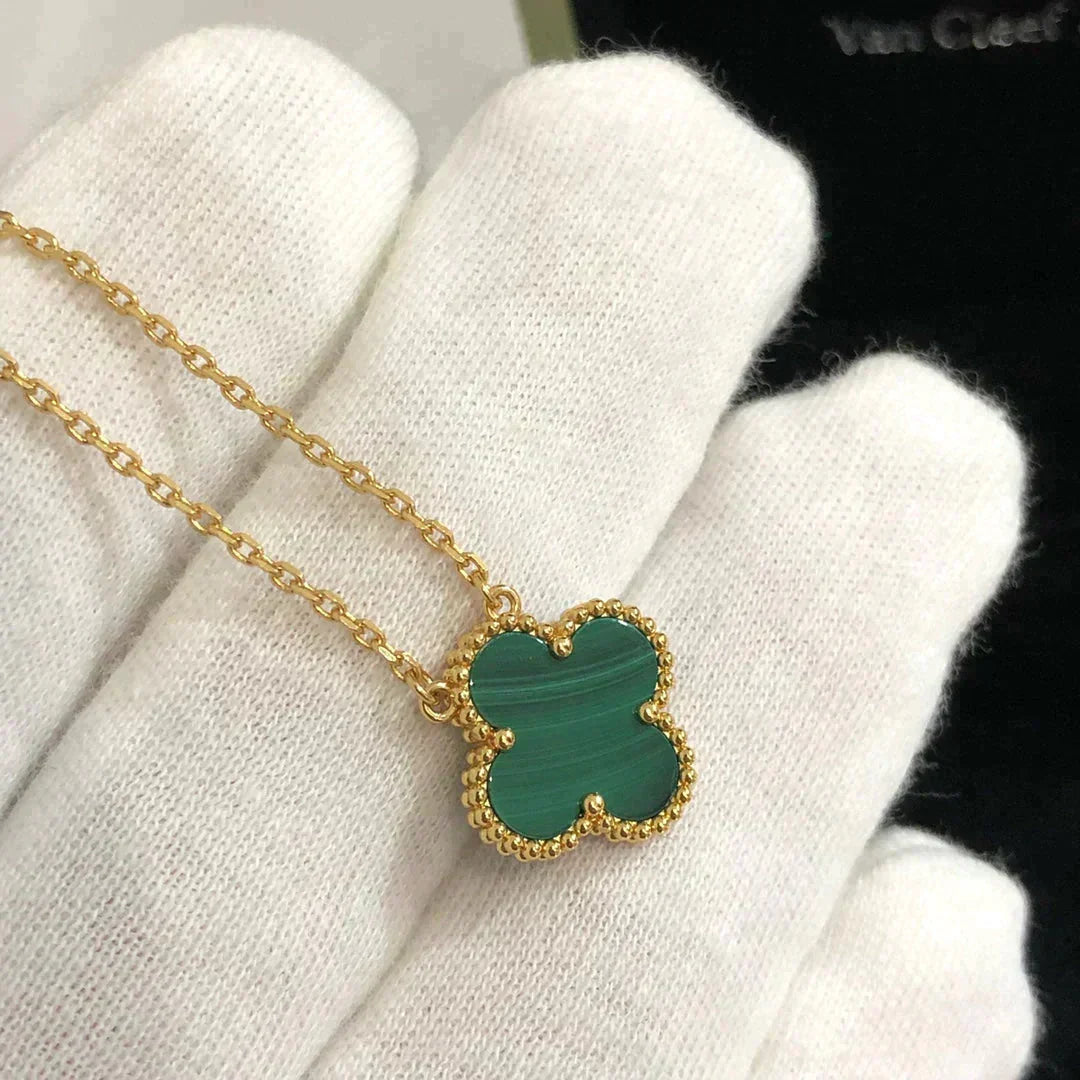 [Eterna Jewels]CLOVER 15MM MALACHITE SINGLE FLOWER  NECKLACE