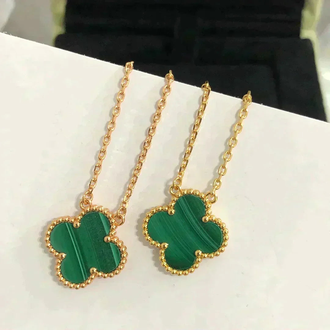 [Eterna Jewels]CLOVER 15MM MALACHITE SINGLE FLOWER  NECKLACE