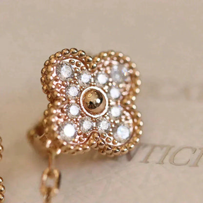 [Eterna Jewels]CLOVER MEDIUM 1 MOTIFS FUll DIAMOND EARRINGS
