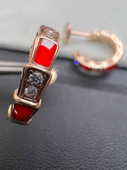 [Eterna Jewels]SERPENTI CARNELIAN PINK GOLD EARRINGS
