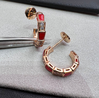 [Eterna Jewels]SERPENTI CARNELIAN PINK GOLD EARRINGS