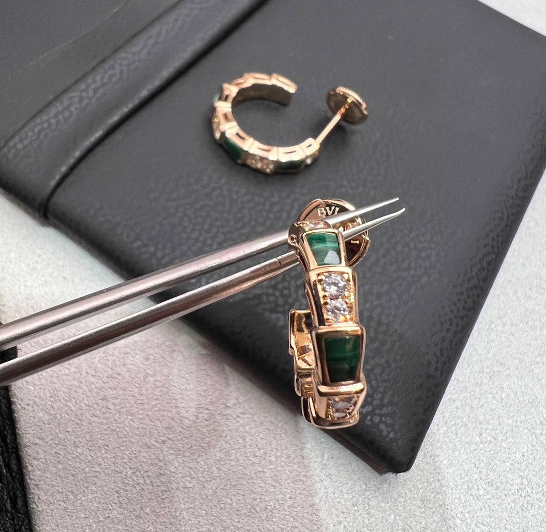 [Eterna Jewels]SERPENTI MALACHITE PINK GOLD EARRINGS
