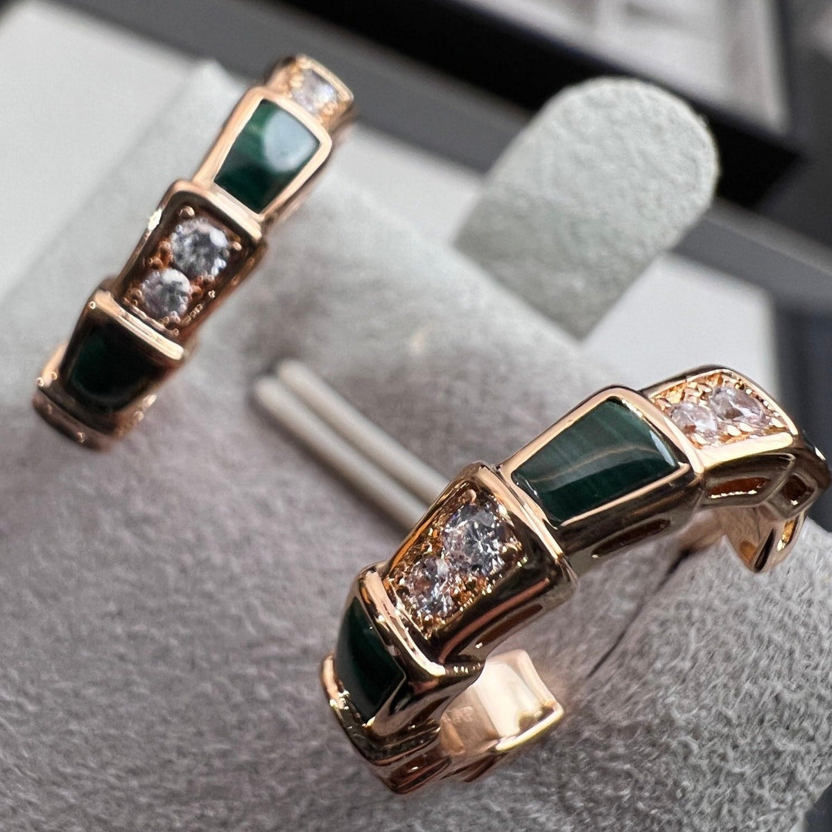 [Eterna Jewels]SERPENTI MALACHITE PINK GOLD EARRINGS