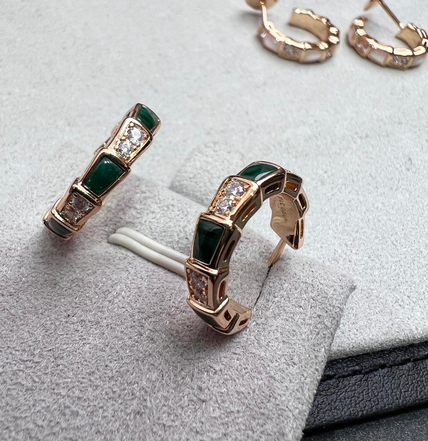 [Eterna Jewels]SERPENTI MALACHITE PINK GOLD EARRINGS