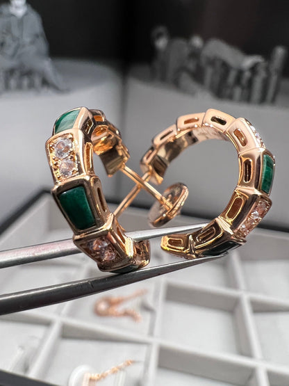 [Eterna Jewels]SERPENTI MALACHITE PINK GOLD EARRINGS