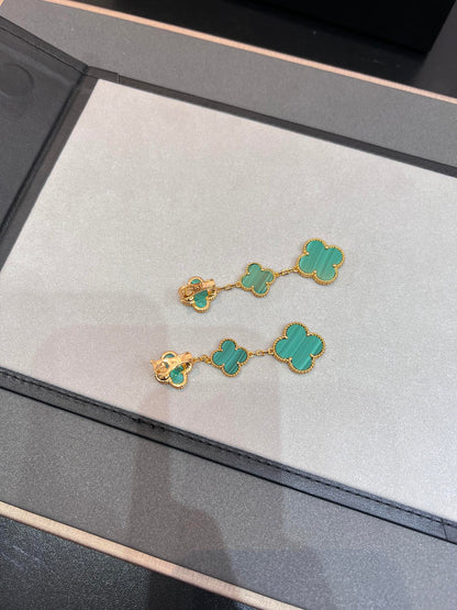 [Eterna Jewels]CLOVER MALACHITE 3 MOTIFS GOLD