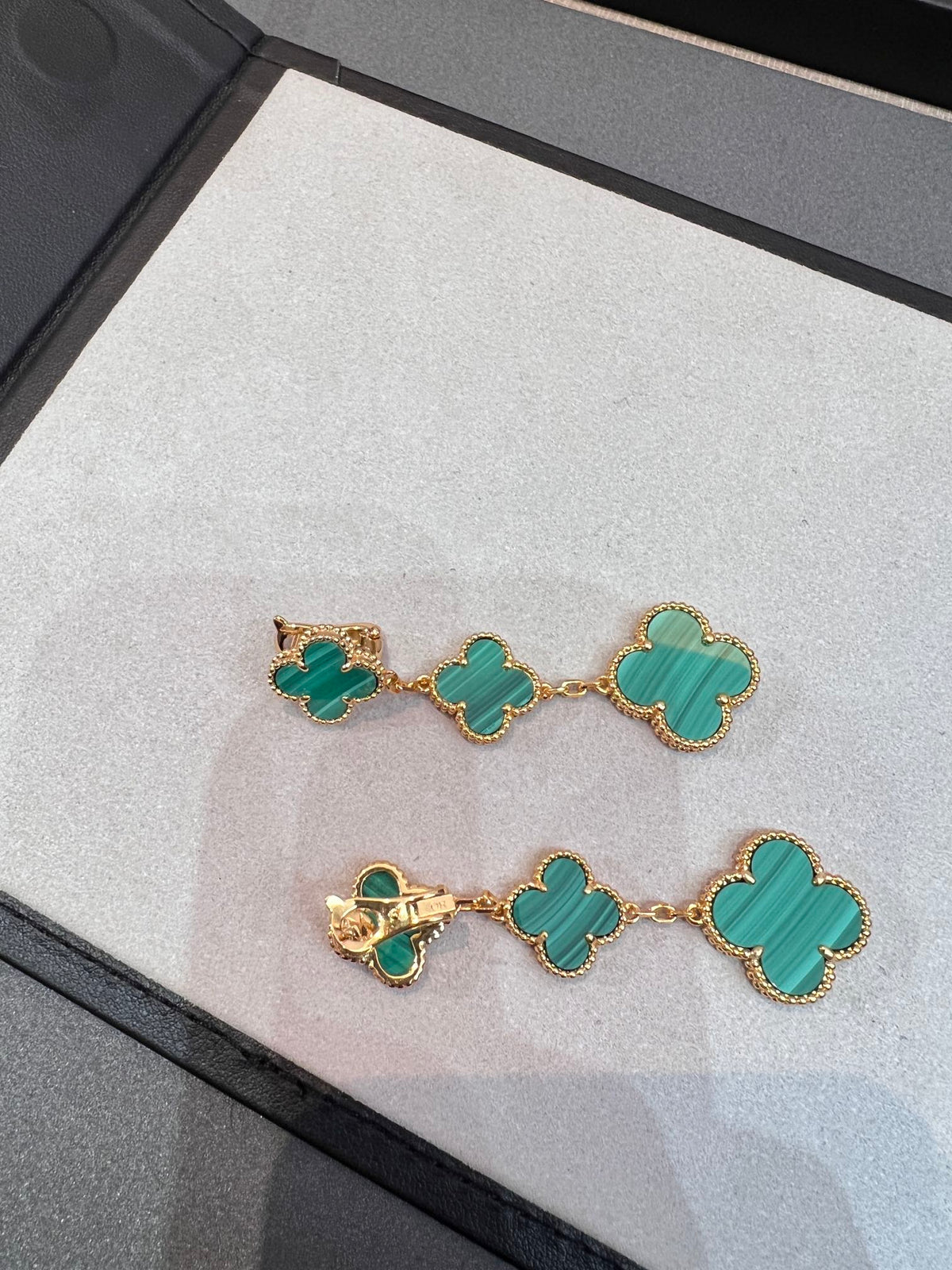 [Eterna Jewels]CLOVER MALACHITE 3 MOTIFS GOLD