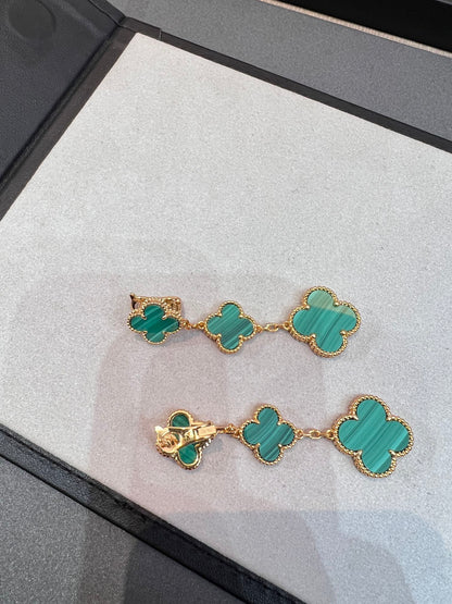 [Eterna Jewels]CLOVER MALACHITE 3 MOTIFS GOLD