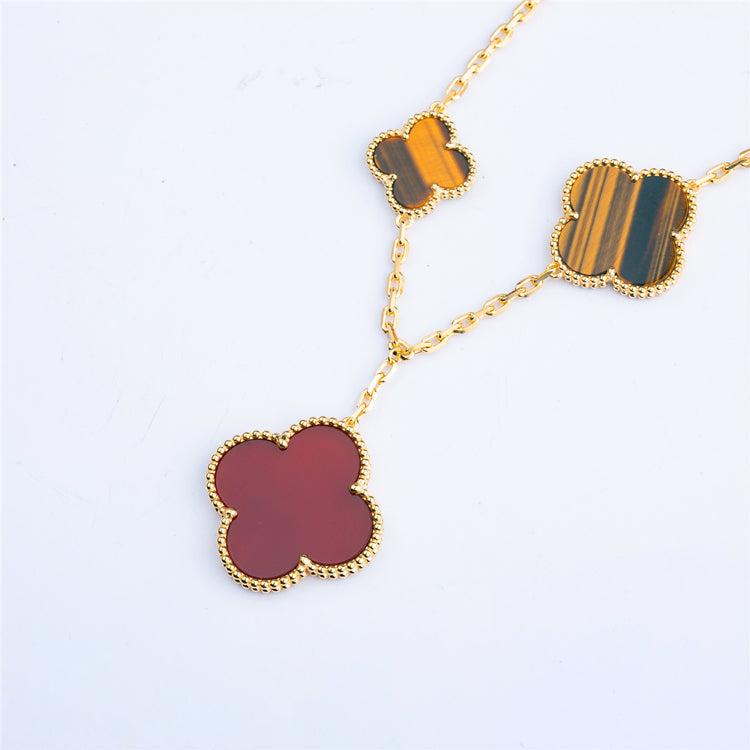 [Eterna Jewels]CLOVER BRACELET 5 MOTIFS CARNELIAN TIGER EYE