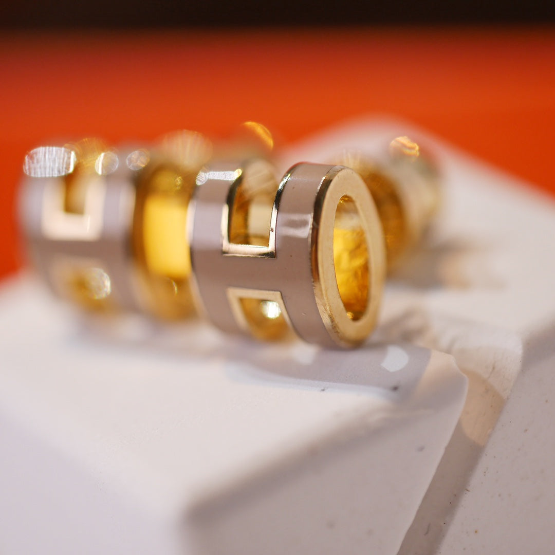 [Eterna Jewels]MINI POP H GOLD EARRINGS GREY