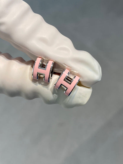 [Eterna Jewels]MINI POP H SILVER EARRINGS PINK