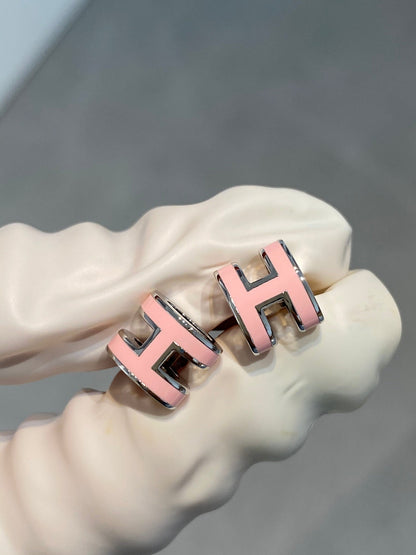 [Eterna Jewels]MINI POP H SILVER EARRINGS PINK