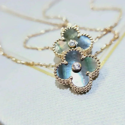 [Eterna Jewels]CLOVER 15MM DIAMOND AND MOTHER-OF-GREY NECKLACE