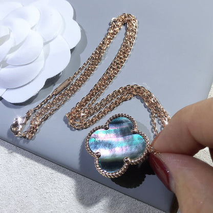 [Eterna Jewels]CLOVER 25MM GOLD DARK MOP BIG CLOVER NECKLACE