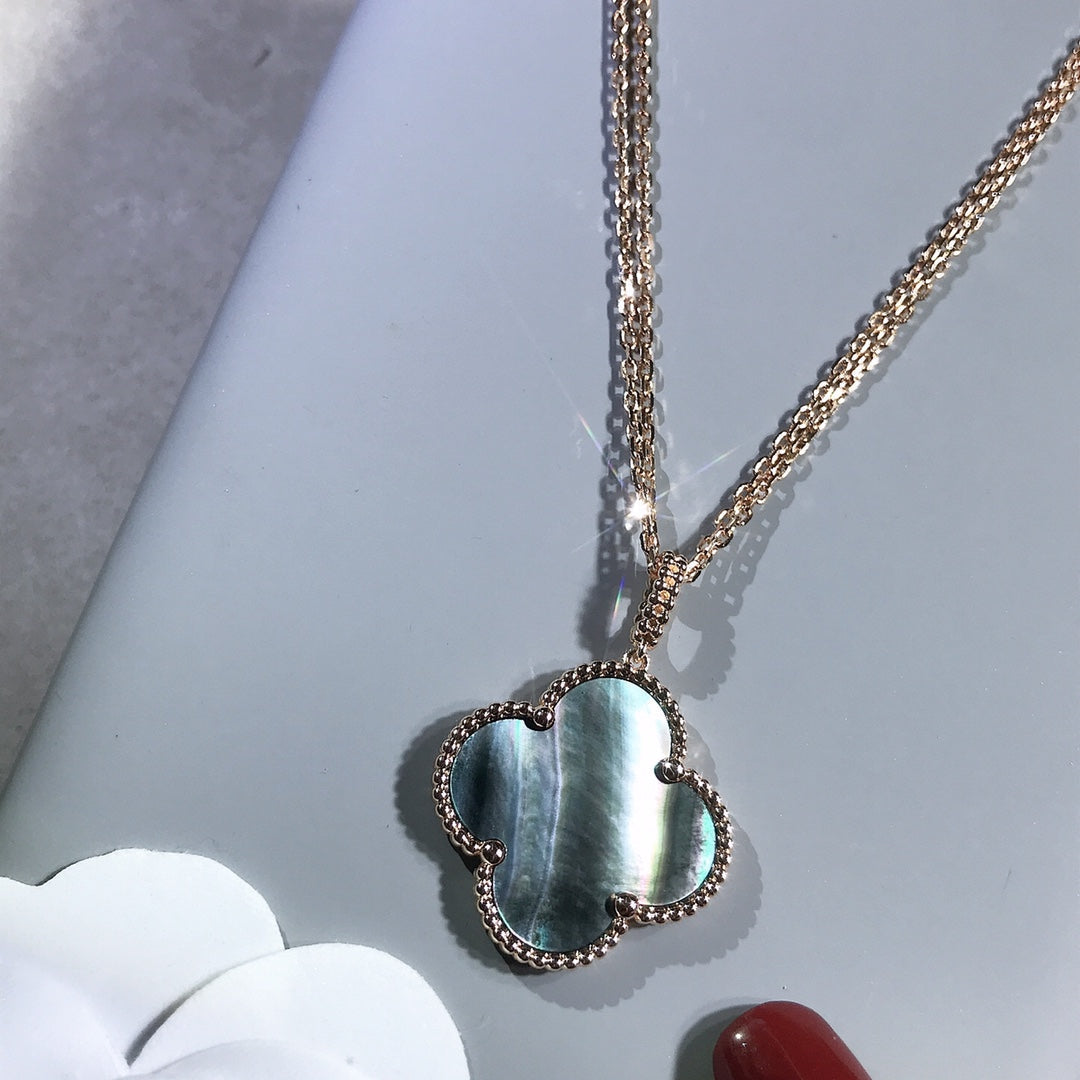 [Eterna Jewels]CLOVER 25MM GOLD DARK MOP BIG CLOVER NECKLACE